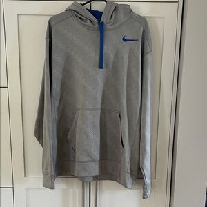 Nike Light Gray Hoodie with Blue Accents